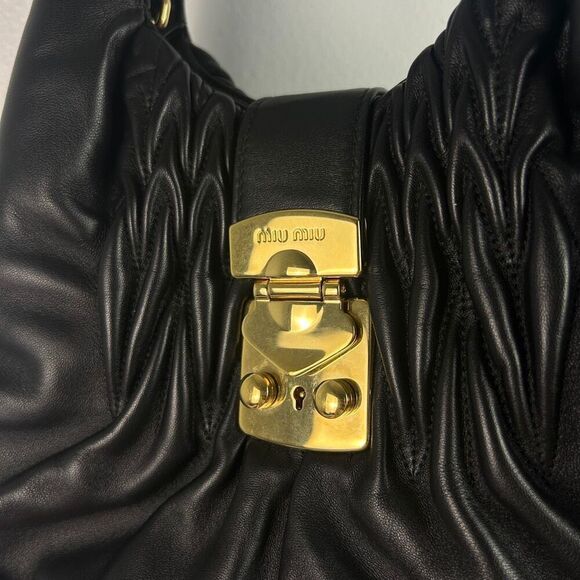 Miu Miu Matelassé Top Handle Leather Bag - gold hardware - Picture 6 of 14